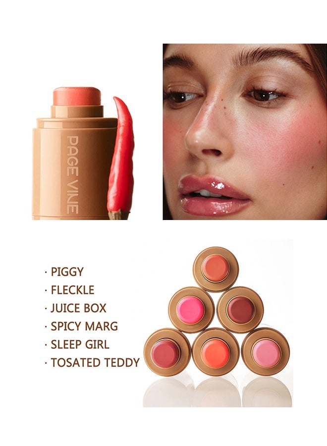 PAGE VINE Pocket Blush -  Long Lasting Smooth Lipstick Blush Stick, Matte Highly Chroma Blusher Paste, Waterproof Blusher Cream #03 - Image 4