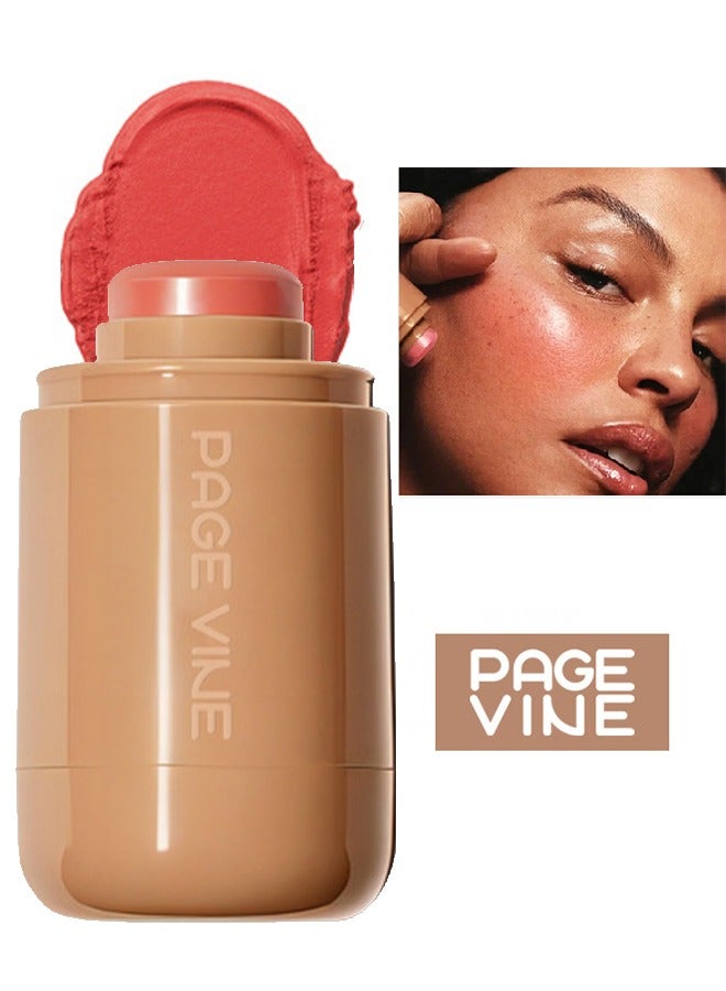 PAGE VINE Pocket Blush -  Long Lasting Smooth Lipstick Blush Stick, Matte Highly Chroma Blusher Paste, Waterproof Blusher Cream #03 - Image 1