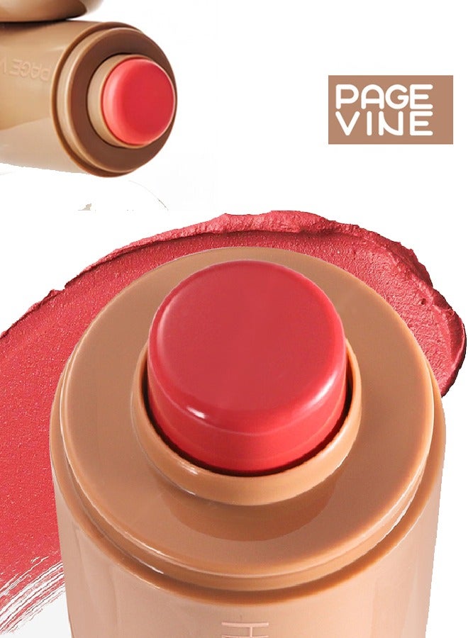PAGE VINE Pocket Blush -  Long Lasting Smooth Lipstick Blush Stick, Matte Highly Chroma Blusher Paste, Waterproof Blusher Cream #03 - Image 3