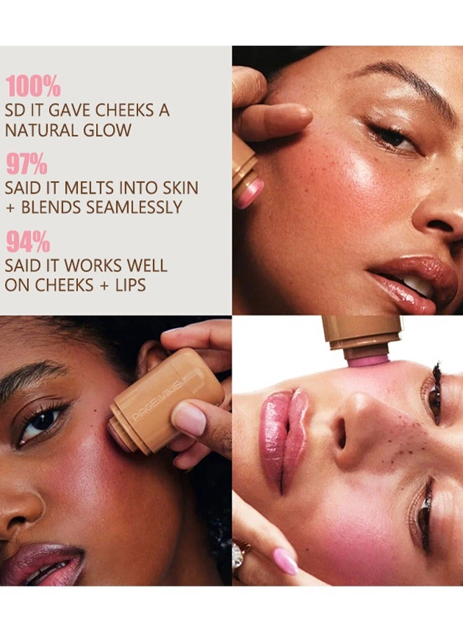 PAGE VINE Pocket Blush -  Long Lasting Smooth Lipstick Blush Stick, Matte Highly Chroma Blusher Paste, Waterproof Blusher Cream #03 - Image 5