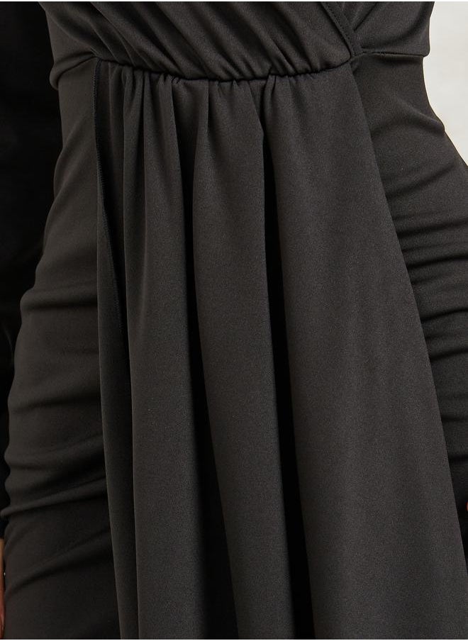 Styli - Gathered Detail Drape Sheath Maxi Dress - Image 1