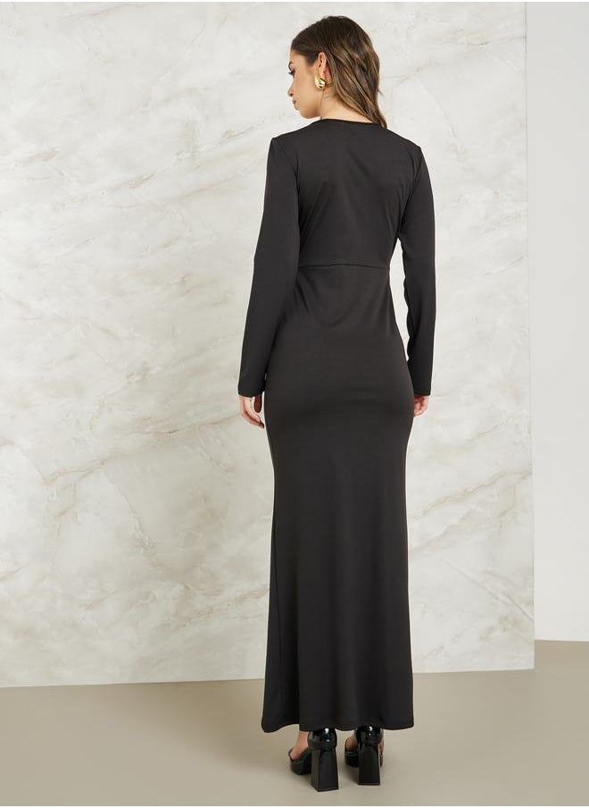 Styli - Gathered Detail Drape Sheath Maxi Dress - Image 1