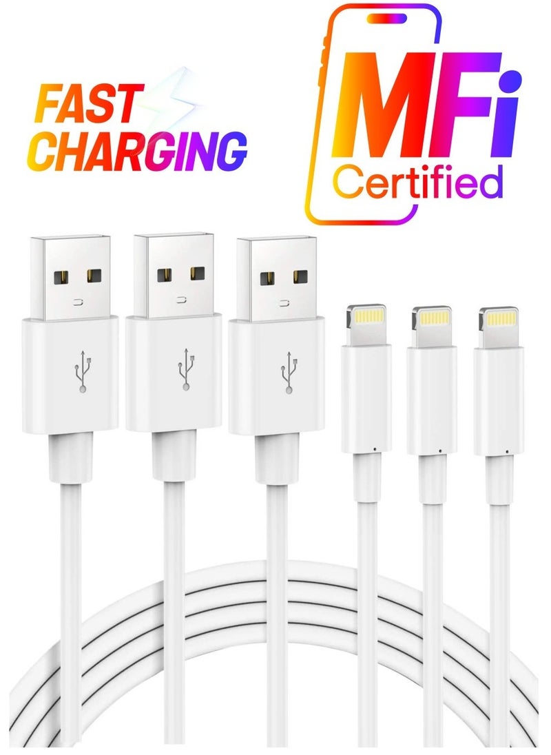 ELTRAZONE Lightning Cable MFi Certified iPhone Charger Cable, 3Pack 2M Extra Long Lightning to USB Cable Fast Charging & Syncing iPhone Cord for iPhone 11 Pro Xs Max X 8Plus 7Plus 6SPlus iPad - White - Image 1