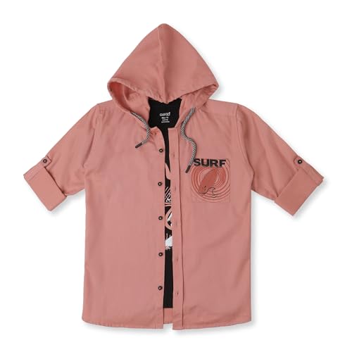 CAVIO Boys Cotton Hooded Full Sleeves Shirt and T-Shirt Pink - Image 4