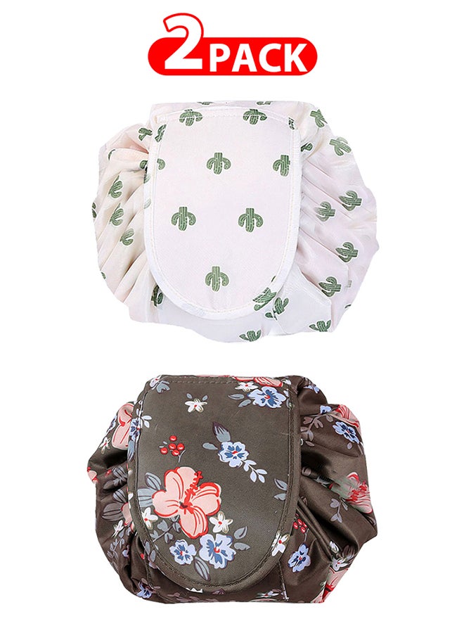 MARGOUN 2 Pack Drawstring Lazy Cosmetic Travel Bag Women Makeup Bag for Travel and Household to Storing Cosmetics - Image 1