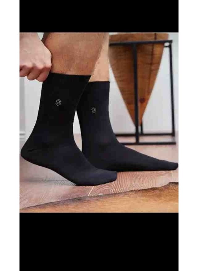 By Sweet - Diplomat 12 Pairs Special Black Combed Cotton Men's Socks - Image 1