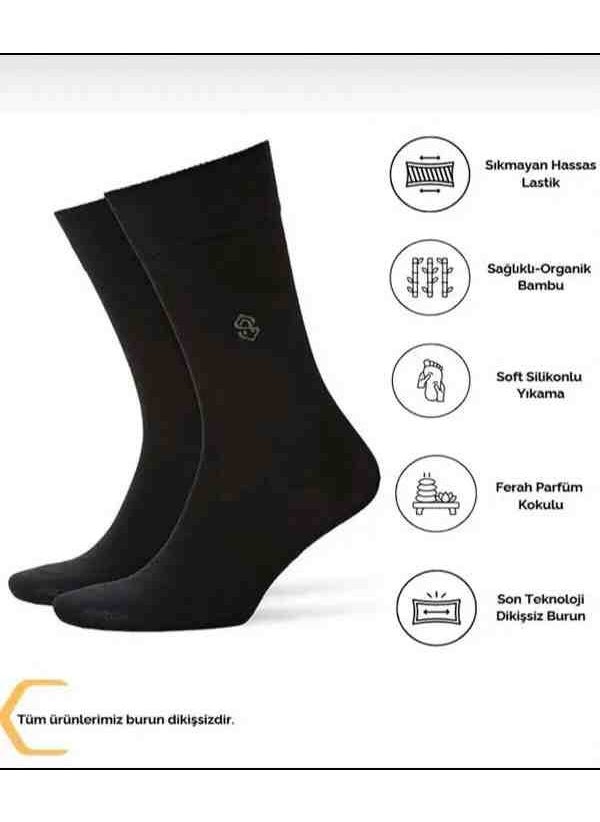 By Sweet - Diplomat 12 Pairs Special Black Combed Cotton Men's Socks - Image 1