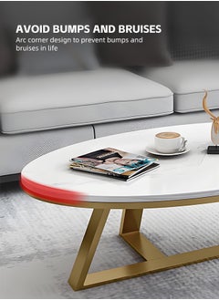 Coffee Table White Faux Marble Coffee Table Oval Modern Center Table Tea Table for Small Space Living Room Wooden Living Room Tables End Table with Gold Metal Leg - pzsku/Z741D21C51B0C85B42F01Z/45/_/1736845763/be4b23c0-f29c-4dea-96ed-f815f6bbb5d6