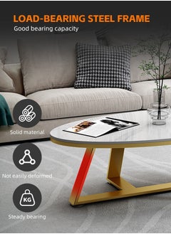 Coffee Table White Faux Marble Coffee Table Oval Modern Center Table Tea Table for Small Space Living Room Wooden Living Room Tables End Table with Gold Metal Leg - pzsku/Z741D21C51B0C85B42F01Z/45/_/1736845772/c9fd040b-d691-4ed3-8cbc-3a5f2d4bb0a8