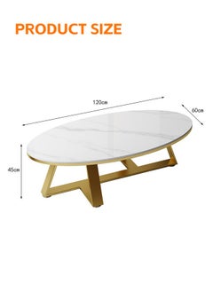 Coffee Table White Faux Marble Coffee Table Oval Modern Center Table Tea Table for Small Space Living Room Wooden Living Room Tables End Table with Gold Metal Leg - pzsku/Z741D21C51B0C85B42F01Z/45/_/1736845784/3a7f8bfb-f5a7-447d-825d-c062ea26e2e8