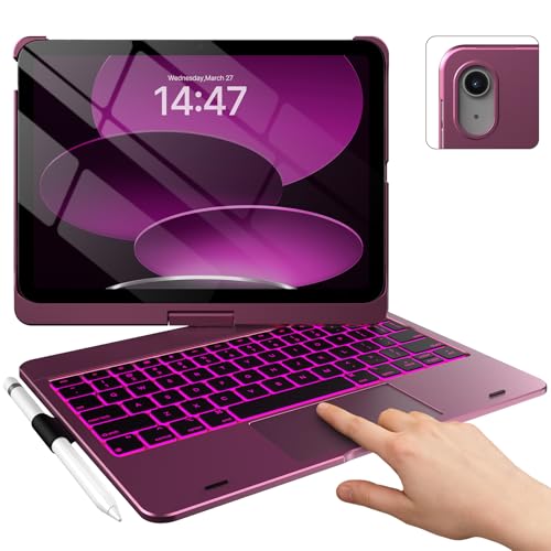 typecase Touch iPad 10th Generation Case with Keyboard (10.9", 2022), Multi-Touch Trackpad, 10 Color Backlight, 360° Rotatable, Thin & Light for Apple iPad 10th Gen 10.9 (Raspberry) - Image 1
