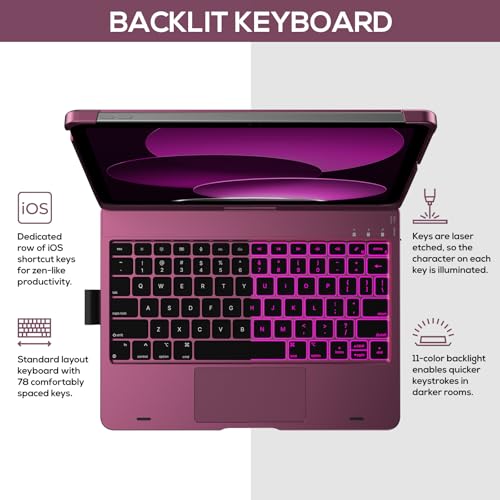 typecase Touch iPad 10th Generation Case with Keyboard (10.9", 2022), Multi-Touch Trackpad, 10 Color Backlight, 360° Rotatable, Thin & Light for Apple iPad 10th Gen 10.9 (Raspberry) - Image 3