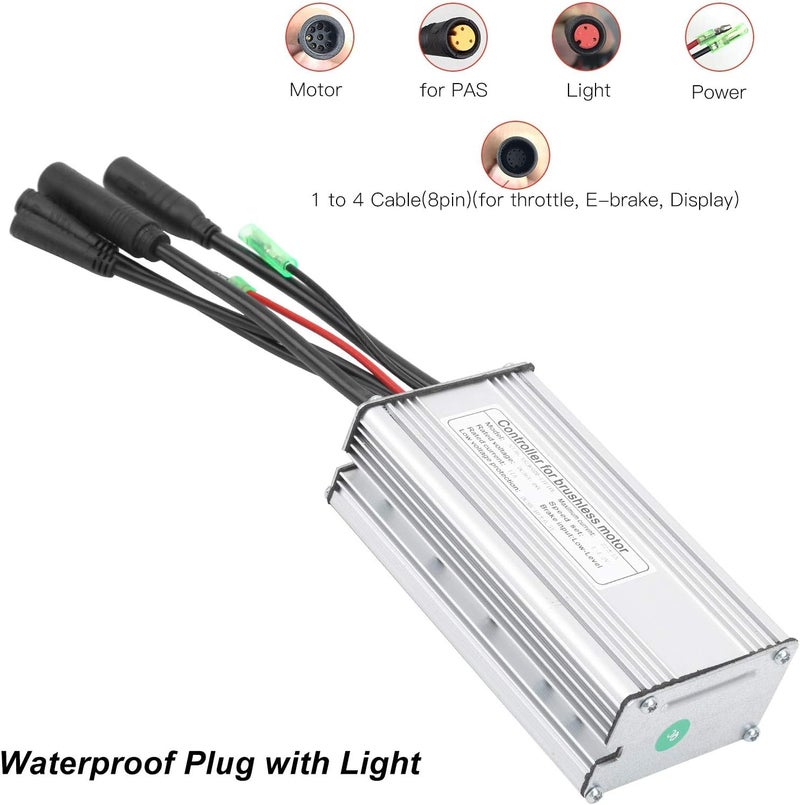 comfrt Electric Bike Controller, Durable Aluminium Alloy 9 Tube E-Bike Waterproof Contact with Light Cable Bicycle Rectangula Controller Equipment Suitable for 36V/48V 500W/750W Brushless Motor - Image 4