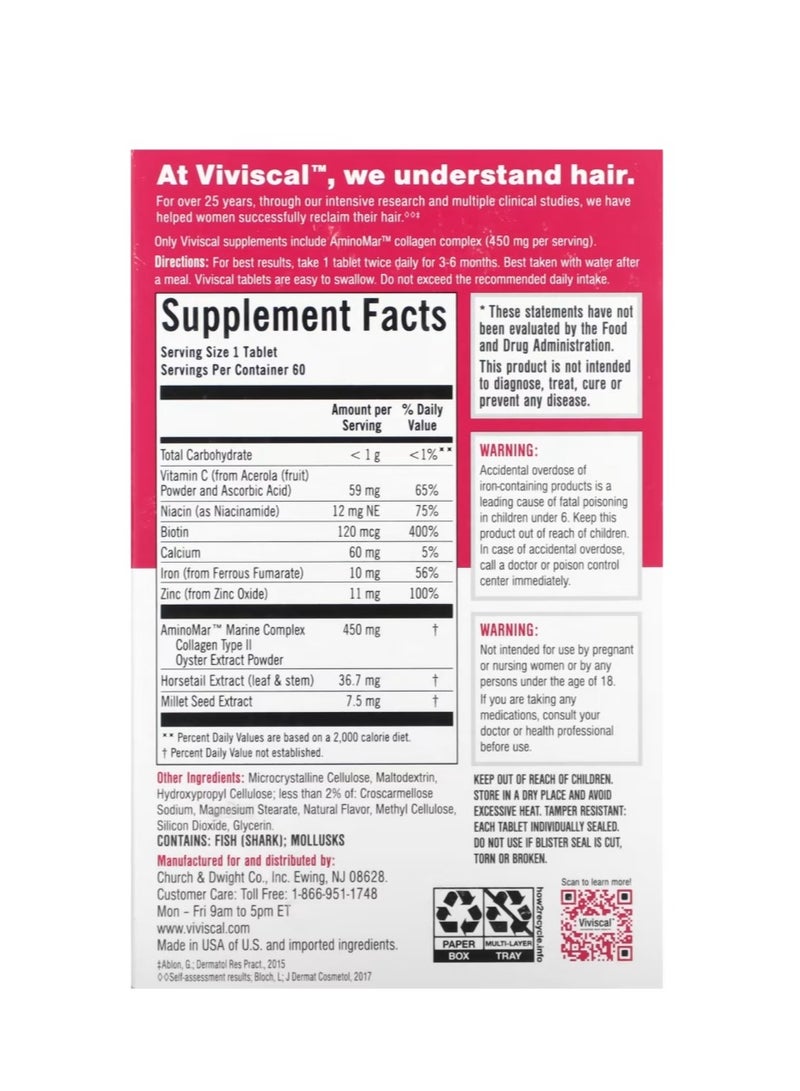 Viviscal Hair Growth Supplement 60 Tablets - Image 2
