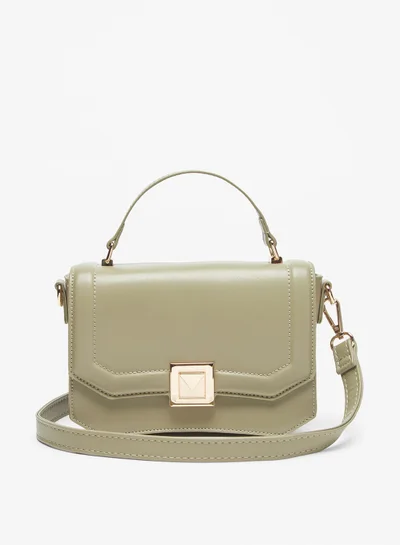 Flora Bella By Shoexpress Womens Solid Satchel Bag with Metallic Detail and Handle