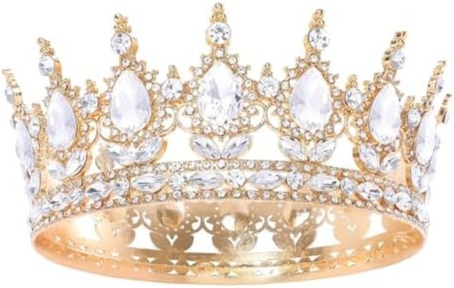 MAKINGTEC Queen Crown for Women, Gold Crystal Tiara for Girl Rhinestone Wedding Headband for Bride Hair Accessories for Costume Birthday Party Prom Gifts - Image 3