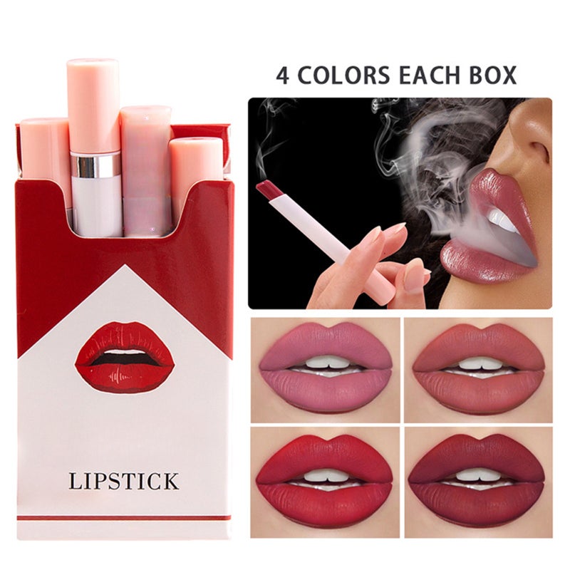 4 Colors 0.8g Matte Lipstick Set Long Lasting Lip Makeup Kit Velvet Finish Moisturizing Lipsticks for Women and Girls - Image 4