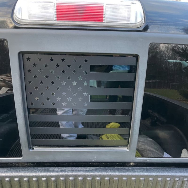 Zxiaochun Rear Middle Window American Flag Decal for Ford F150 F250 F350 2004-2011 2012 2013 2014 Back Center Sliding Window Glass USA Flag Vinyl Sticker Exterior Accessories(Matte Black) - Image 4