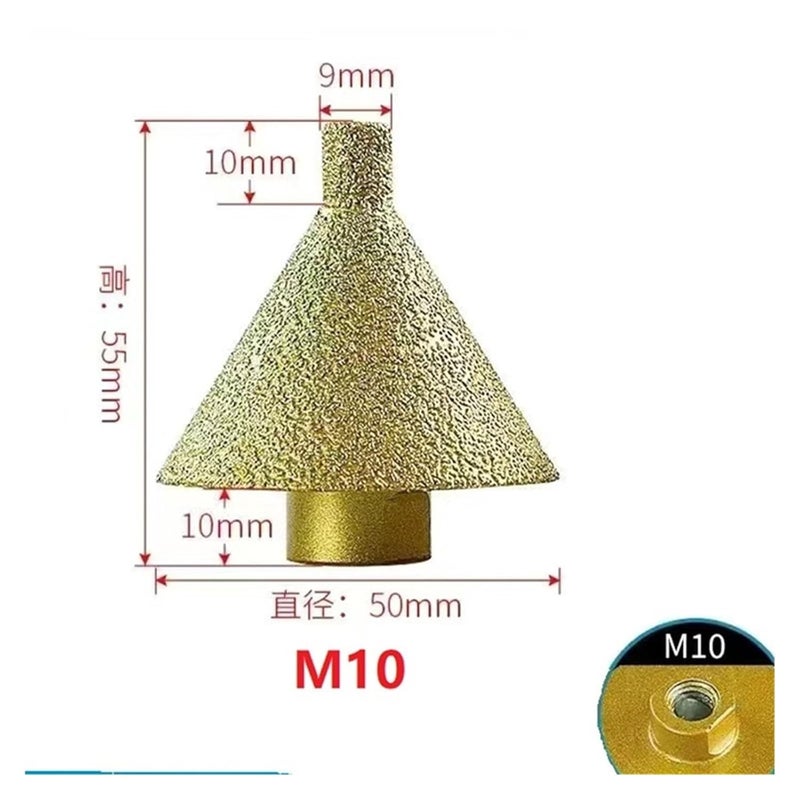 بت الماسي لتشطيب الحواف وتفريز الزوايا وحفر الثقوب وتوسيعها مخروطي الشكل للسيراميك والرخام مقاس 50x10 ملم - Image 3