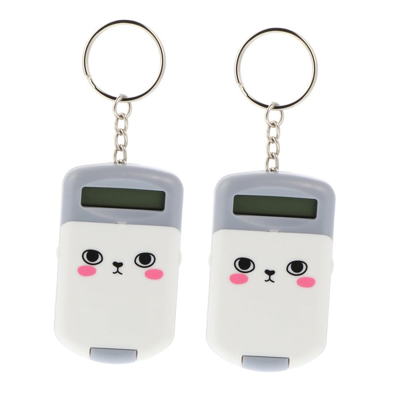Garneck 2Pcs Portable Mini Calculator Plastic Cartoon Design for Students Office Use - Image 2