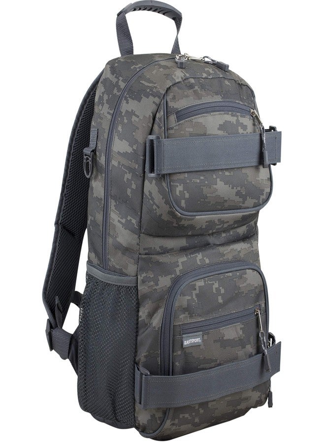 Eastsport Travel Skateboard Backpack Double Strap Laptop Bag Multi-Sport Design for Men and Women, Static Camo - Image 1