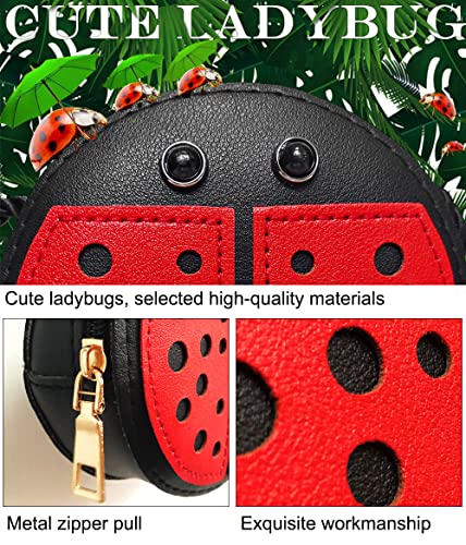 JienClound Little Girls Purse Ladybug Bag Mini PU Leather Crossbody Bag Coin Pouse Ladybug Toys for Kids Girls Gift - Image 5