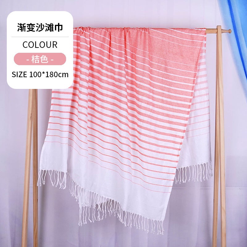 Cross-Border Wholesale European and American Thin Tassel Bath Towels, Thickened and Absorbent, Outdoor Sun Protection Bathing Turkish Beach  Towels - Image 1