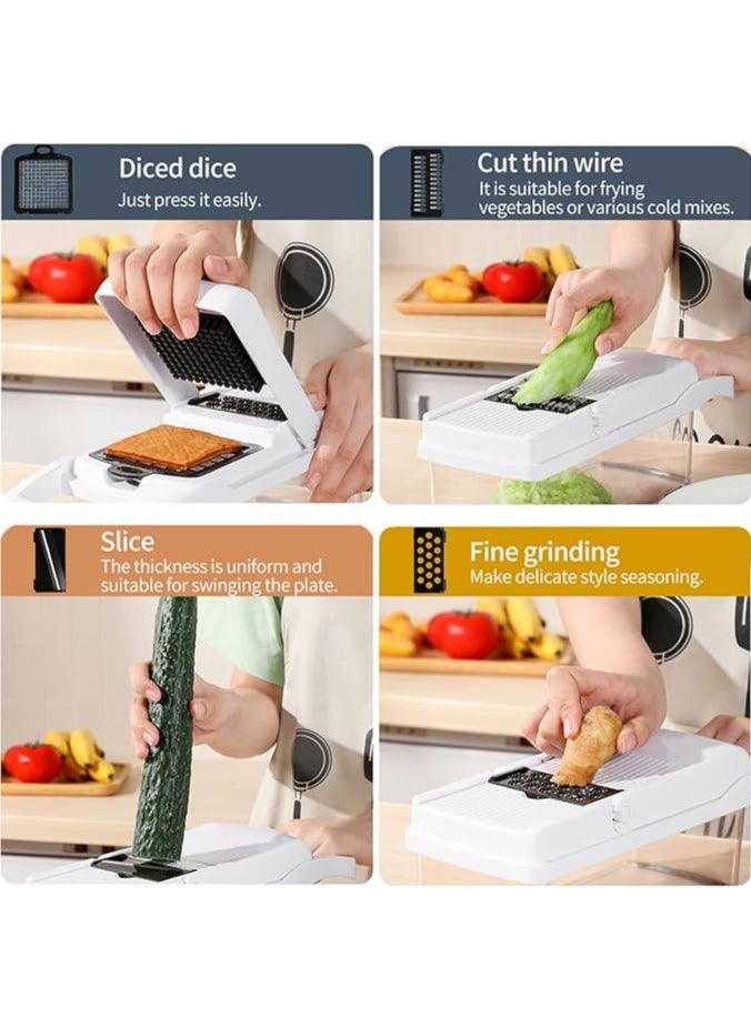 22 Piece Vegetable Chopper - Spiral Slicer - Onion Chopper with Container - Professional Food Chopper - Black Slicer - 7 Blades, Vegetable Chopper