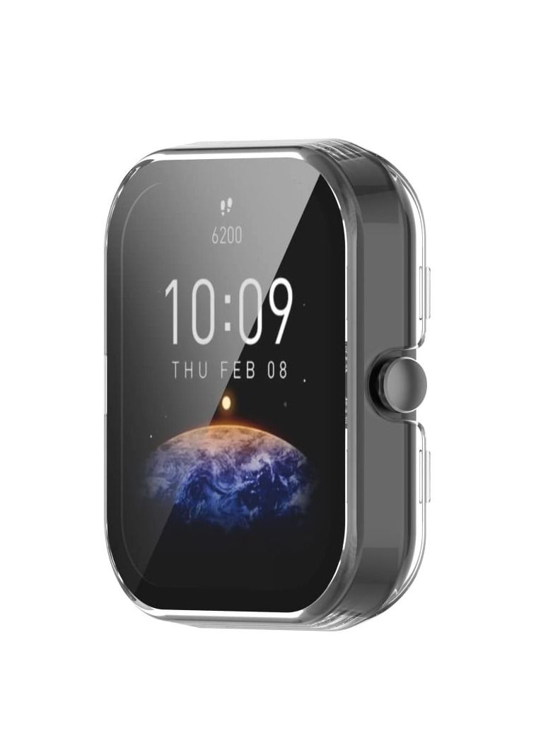 Protective Case Compatible For Amazfit Bip3/Bip3 Pro PC+Toughened Film Fully Enclosed Protective Watch Case (Transparent) - Image 3