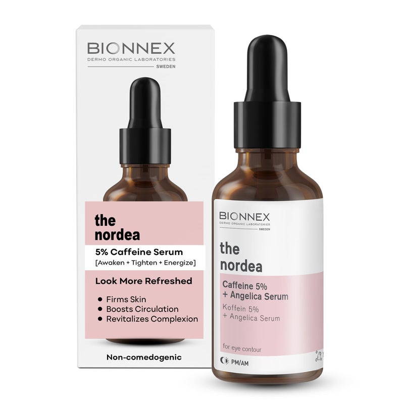 BIONNEX The nordea 5 Caffeine Serum Angelica AntiAging Eye Serum for Dark Circles Puffiness and Wrinkles Caffeine Eye Serum Natural and Vegan 30 ml 5 Caffeine Skin Serum