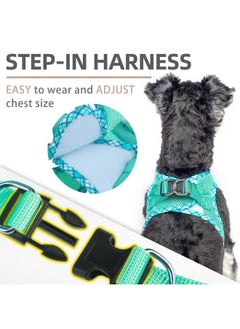 PUPTECK PUPTECK Dog Harness and Leash Set for Small Medium Dogs No Pull Step-in Soft Mesh Puppy Cat Vest Harnesses Reflective at Night, Green S  - Image 4