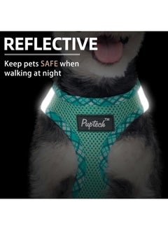 PUPTECK PUPTECK Dog Harness and Leash Set for Small Medium Dogs No Pull Step-in Soft Mesh Puppy Cat Vest Harnesses Reflective at Night, Green S  - Image 5