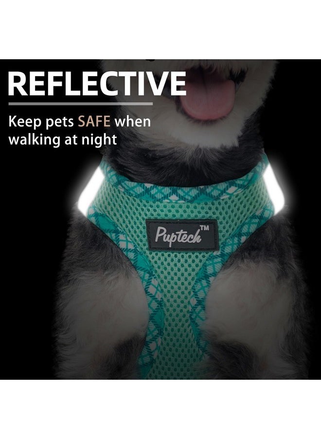 PUPTECK - PUPTECK Dog Harness and Leash Set for Small Medium Dogs No Pull Step-in Soft Mesh Puppy Cat Vest Harnesses Reflective at Night, Green S - Image 1