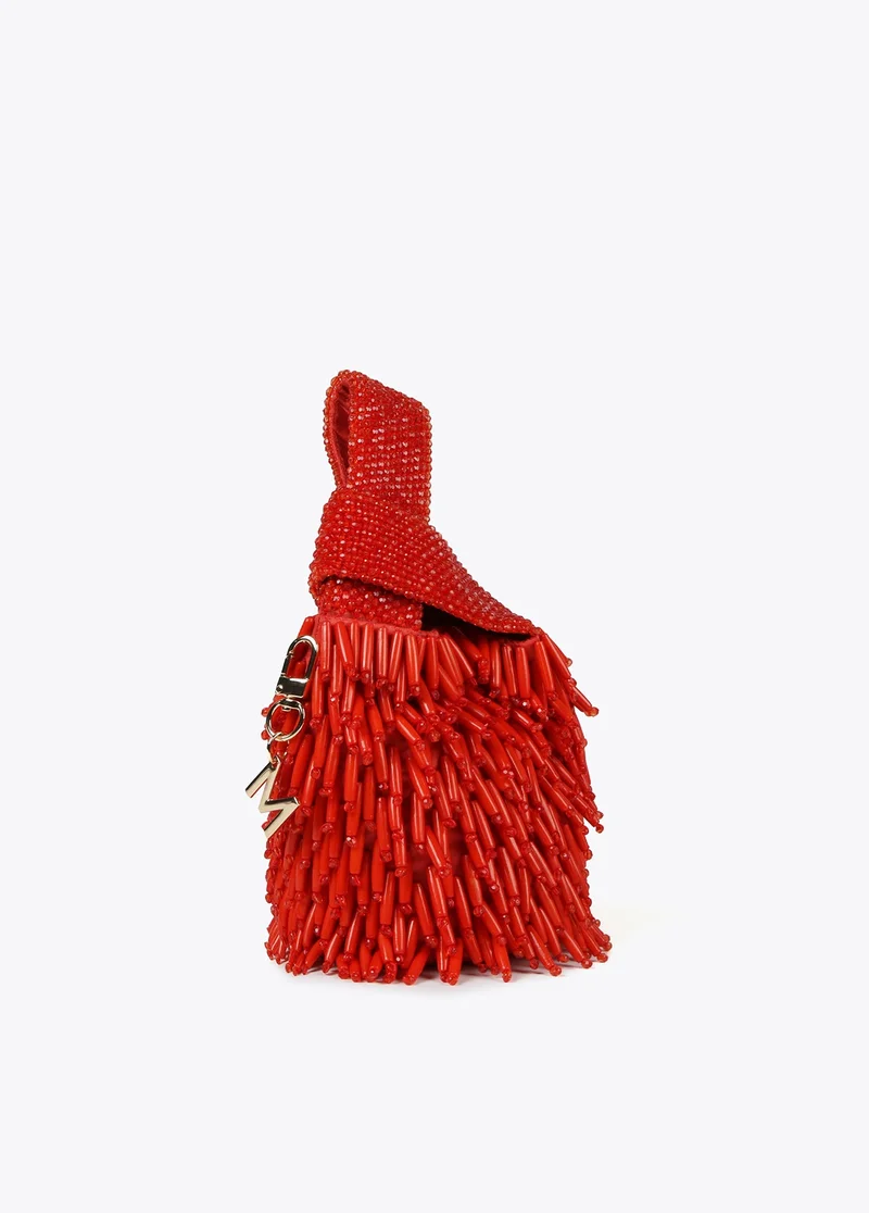 لولا كساديمونت حقيبة صغيرة مزينة بحبات خرز بلون مرجاني