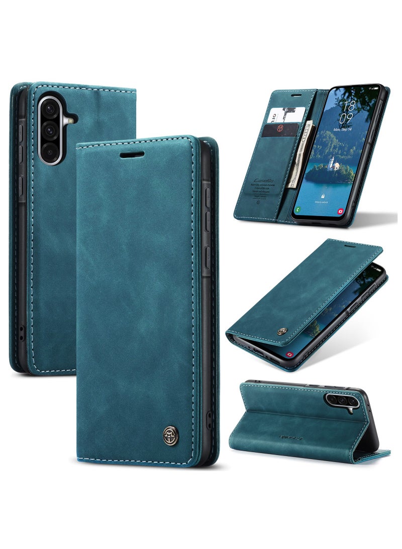 CaseMe Phone Case Luxury PU Leather Design 013 Flip Cover Card Slot Holder Cover For Samsung Galaxy A56 (Green) - Image 1