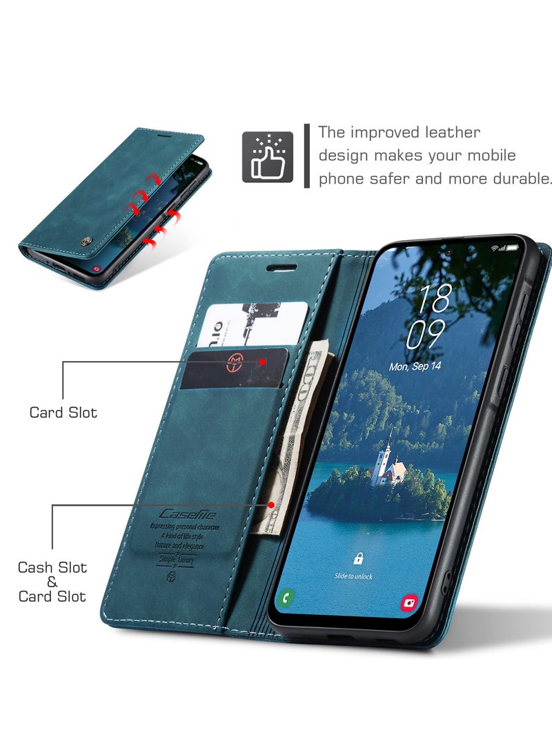 CaseMe Phone Case Luxury PU Leather Design 013 Flip Cover Card Slot Holder Cover For Samsung Galaxy A56 (Green) - Image 5