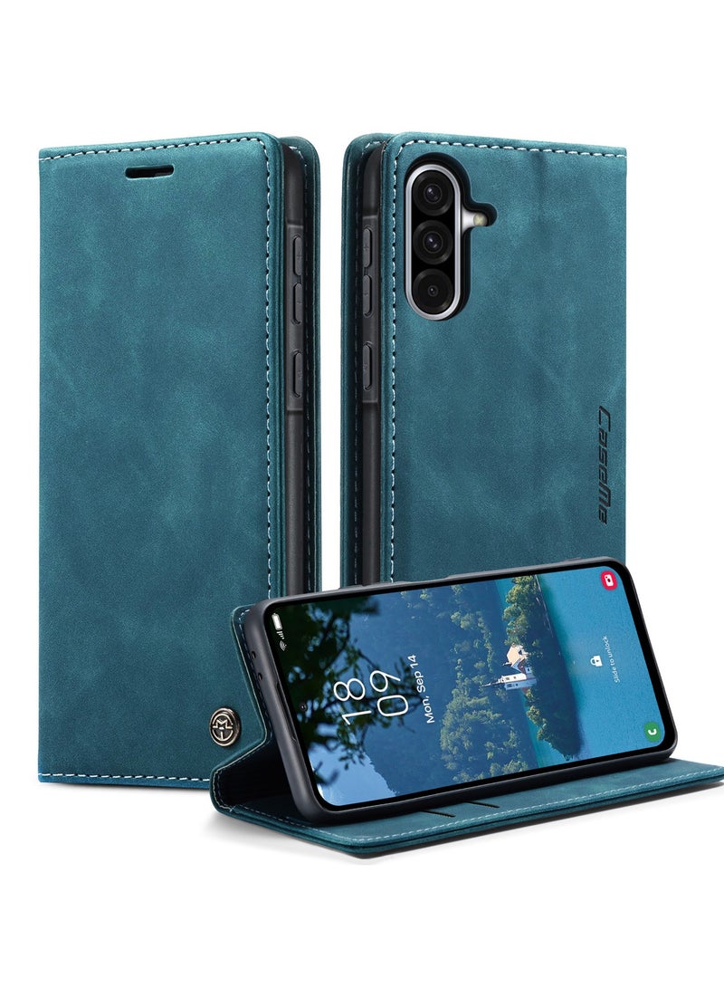 CaseMe Phone Case Luxury PU Leather Design 013 Flip Cover Card Slot Holder Cover For Samsung Galaxy A56 (Green) - Image 3
