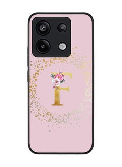 Stylizedd Rugged Black Edge Case for Xiaomi Redmi Note 13 Pro 5G, Slim Case Cover- Custom Monogram Initial Letter Floral Pattern Alphabet - F(Pink)  - Image 1