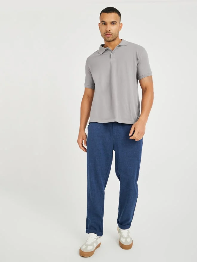 Styli Solid Relaxed Fit Polo T-Shirt