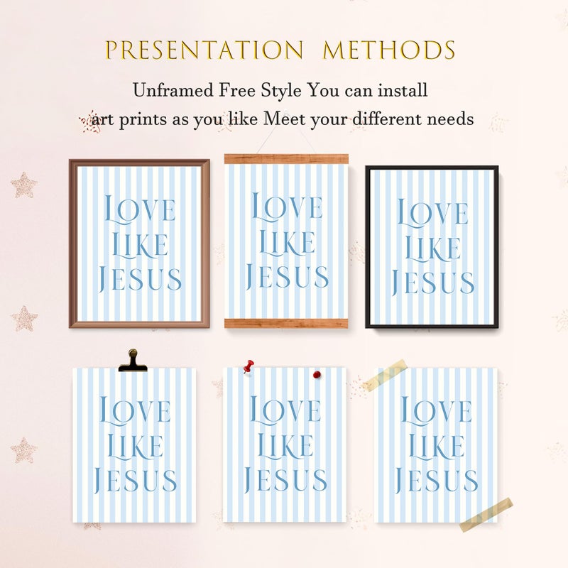 LARTSFRO Coquette Blue Bow Jesus Wall Art Decor Posters, Light Blue Bow Christian Room Bathroom Bedroom Dorm Wall Art Decor Aesthetic for College Teen Girls Gifts, Inspirational Bible Verses Bow Wall Decor, 10x8 Inch Set of 4 Bow Pictures(UNFRAMED) - Image 4