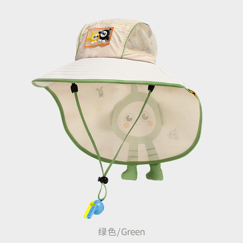 Summer Neck Protection Hat, Children''s Sun Hat, Cute Large Brim Uv Protection Cape, Boys and Girls Sunshade Hat - Image 1