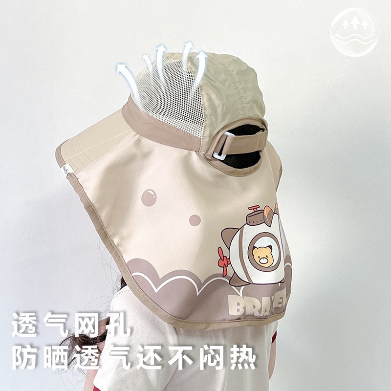 Summer Neck Protection Hat, Children''s Sun Hat, Cute Large Brim Uv Protection Cape, Boys and Girls Sunshade Hat - Image 5