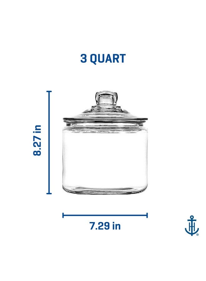 Anchor Hocking Heritage Hill 3 Quart Glass Jar with Lid, Set of 2 - Image 4
