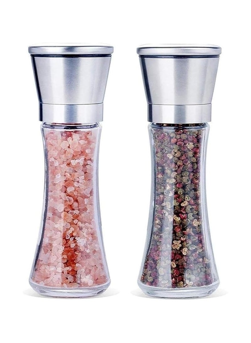 Goolsky مجموعة مطحنة الملح والفلفل الرائعة من جولسكي - زجاجات قابلة لإعادة التعبئة من الفولاذ المقاوم للصدأ مع مطاحن خشنة قابلة للتعديل - استمتع بالتوابل المفضلة لديك، فلفل مطحون طازج، ملح هيمالايا أو ملح البحر 200 مل - Image 1