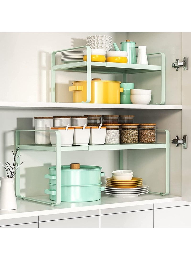 Captaintech Expandable Countertop Organizer Shelf, Cupboard Stand Kitchen Spice Rack,Cabinet Pantry Shelf, Organization and Storage For Kitchen Bathroom (GREEN)  - Image 5