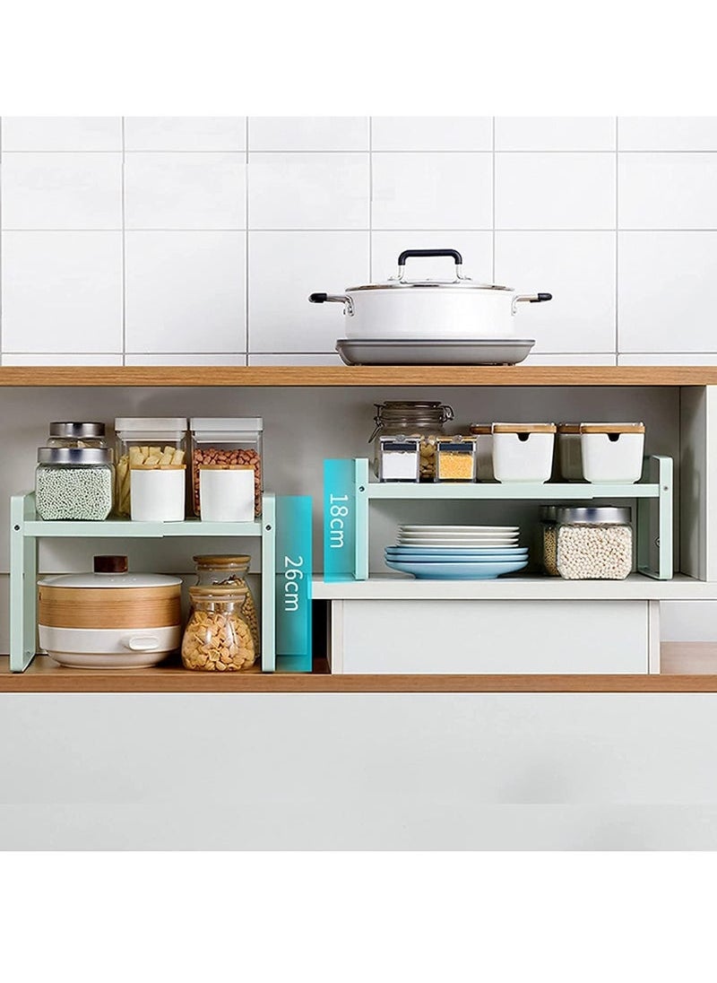 Captaintech Expandable Countertop Organizer Shelf, Cupboard Stand Kitchen Spice Rack,Cabinet Pantry Shelf, Organization and Storage For Kitchen Bathroom (GREEN)  - Image 2