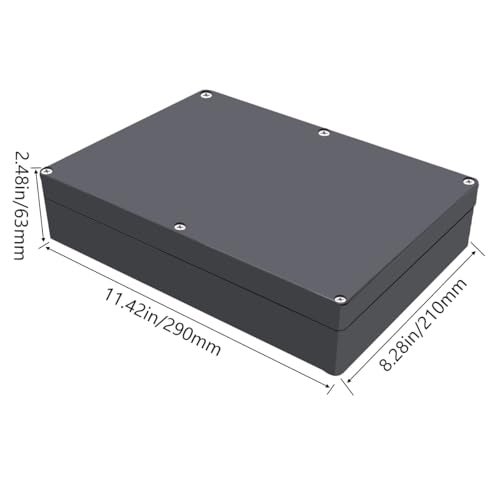 Raculety Project Box ABS Black Electrical Boxes IP65 Outdoor Waterproof Box Electronic Junction Box Power Enclosure with Cable Glands for DIY Project 11.42x8.27x2.48 inch (290 x 210 x63 mm) - Image 2