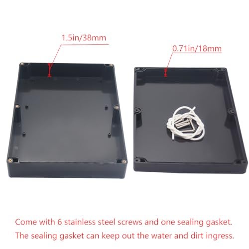 Raculety Project Box ABS Black Electrical Boxes IP65 Outdoor Waterproof Box Electronic Junction Box Power Enclosure with Cable Glands for DIY Project 11.42x8.27x2.48 inch (290 x 210 x63 mm) - Image 4