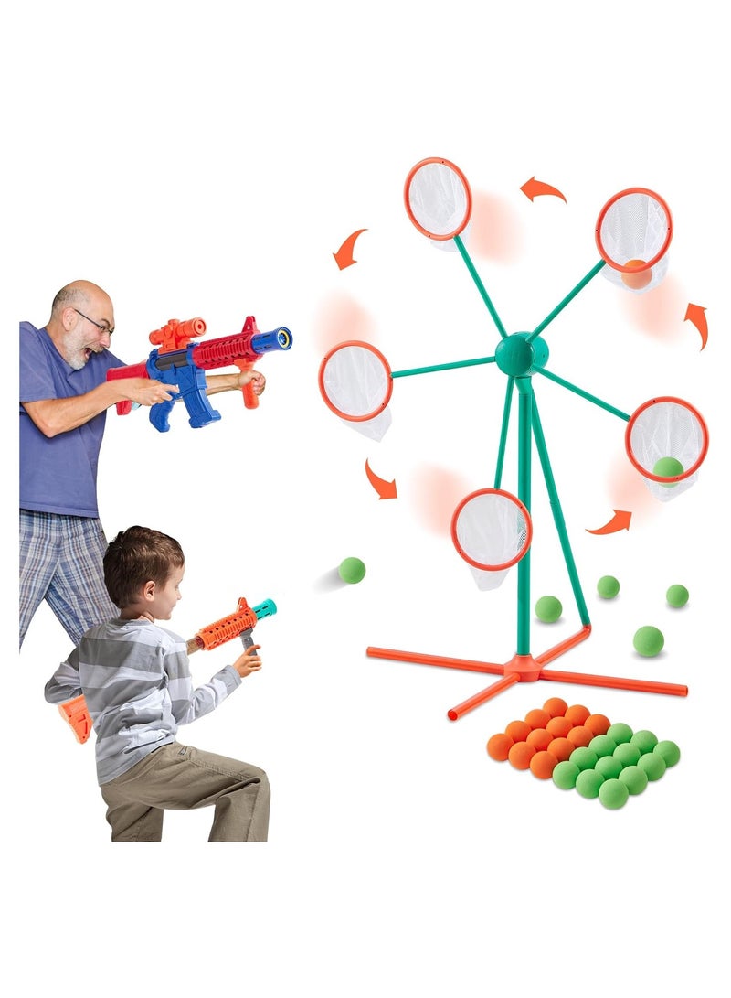 Dubkart Shooting Games Toys for Age 3+ Year Old Boys, Kids Toy Sports & Outdoor Game with Moving Shooting Target & 2 Popper Air Toy Guns & 24 Foam Balls, Gifts for Boys and Girls - Image 1