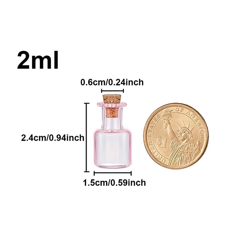 Jarvials 2ml Very Mini Rectangle Glass Color Bottles With Cork Colored Glass Bottles with Cork Stoppers Mix 7 Colors - Image 2